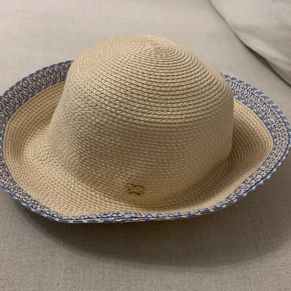 ERIC JAVITS Beige with Blue Trim Straw Hat - Picture 2 of 13